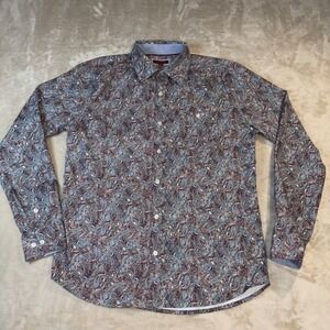 Consequence Mens Paisley Button Down Shirt Brown Blue‎ Cream B-101821T-MN Medium